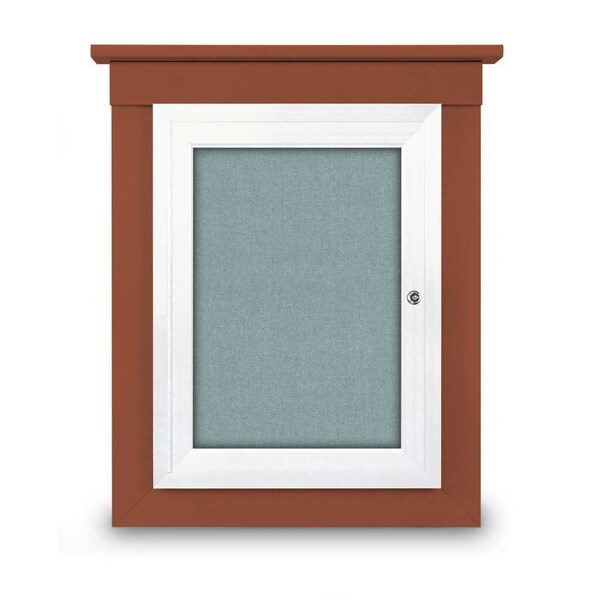 42"x32" 2-Door Enclosed Letterboard, Header, Green Vinyl/Lt Oak